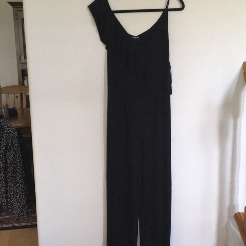 NWT Black Bebe Ruffle Jumpsuit (Size 10) - Picture 3 of 7